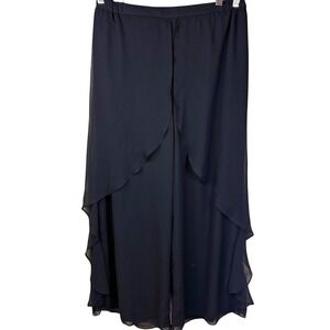 Addison Evenings Size Large Flowy Black Wide Leg Pant Formal Dressy‎ Wear